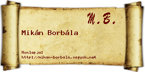 Mikán Borbála névjegykártya